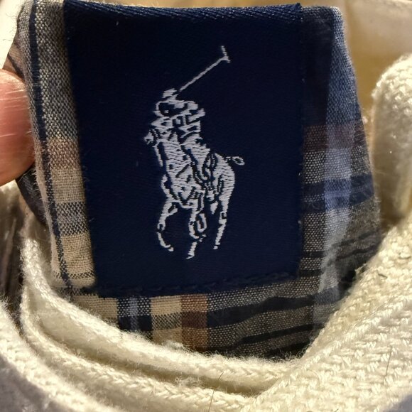 VINTAGE Polo Ralph Lauren Plaid High Top Sneakers Shoes Mens Size 10.5 Madras - Picture 7 of 13